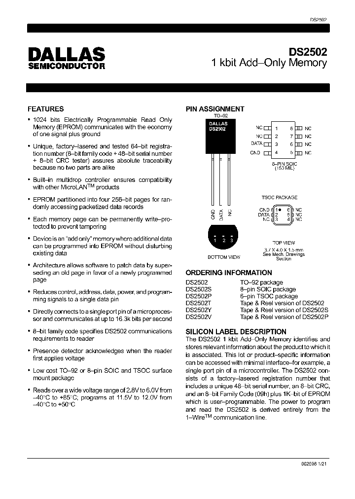 DS2502_7539248.PDF Datasheet