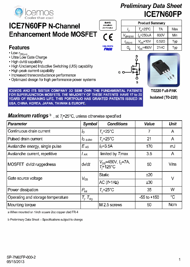 ICE7N60FP_7543855.PDF Datasheet