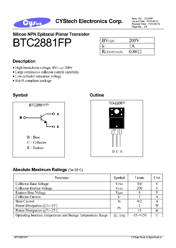 BTC2881FP_7553851.PDF Datasheet