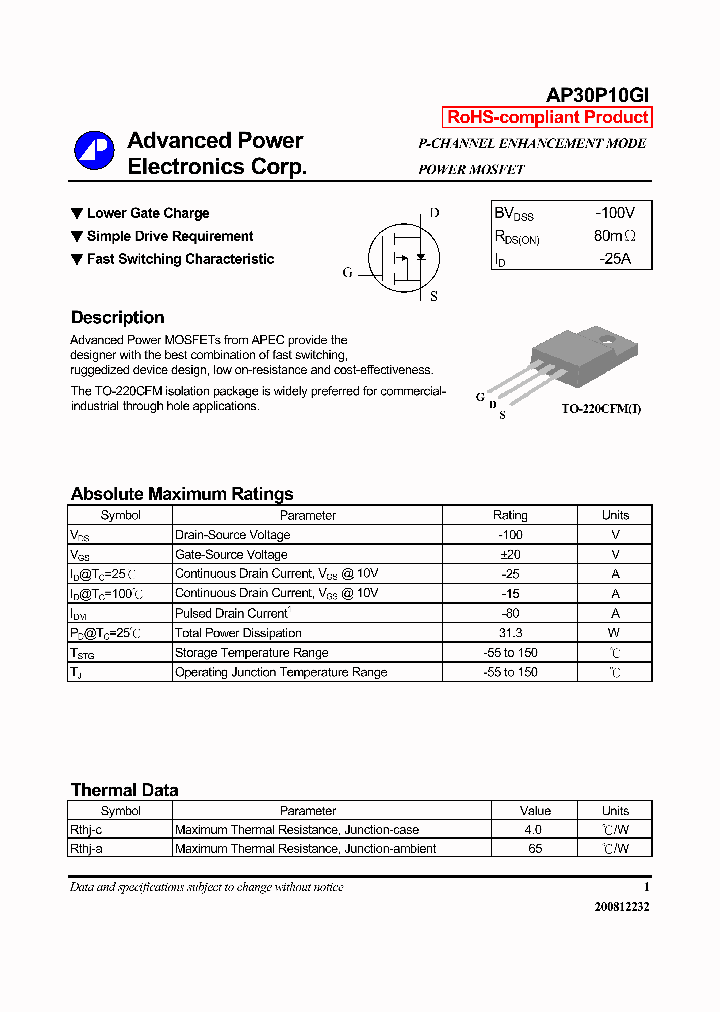 AP30P10GI_7555585.PDF Datasheet