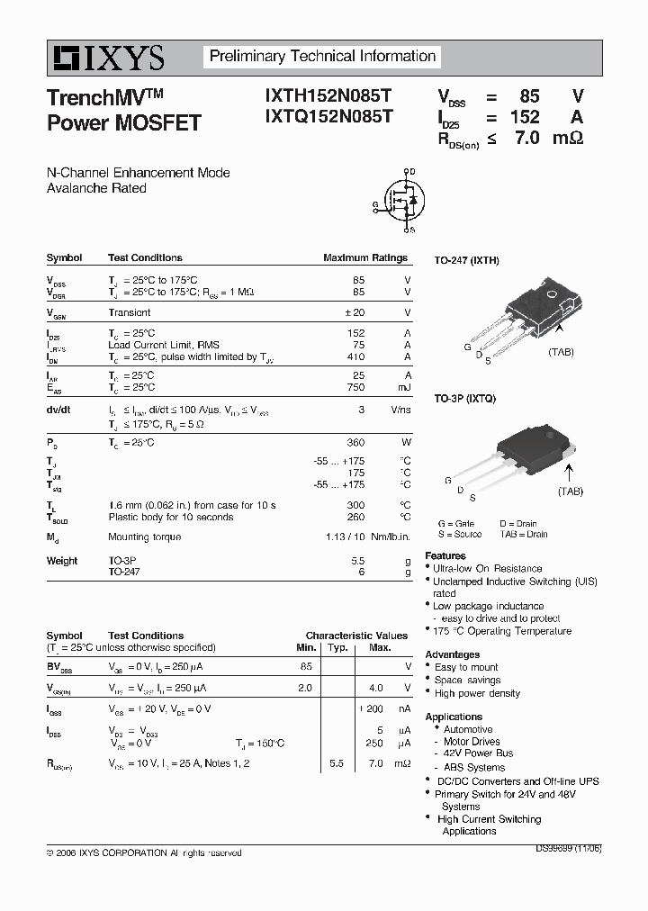 IXTH152N085T_7584284.PDF Datasheet