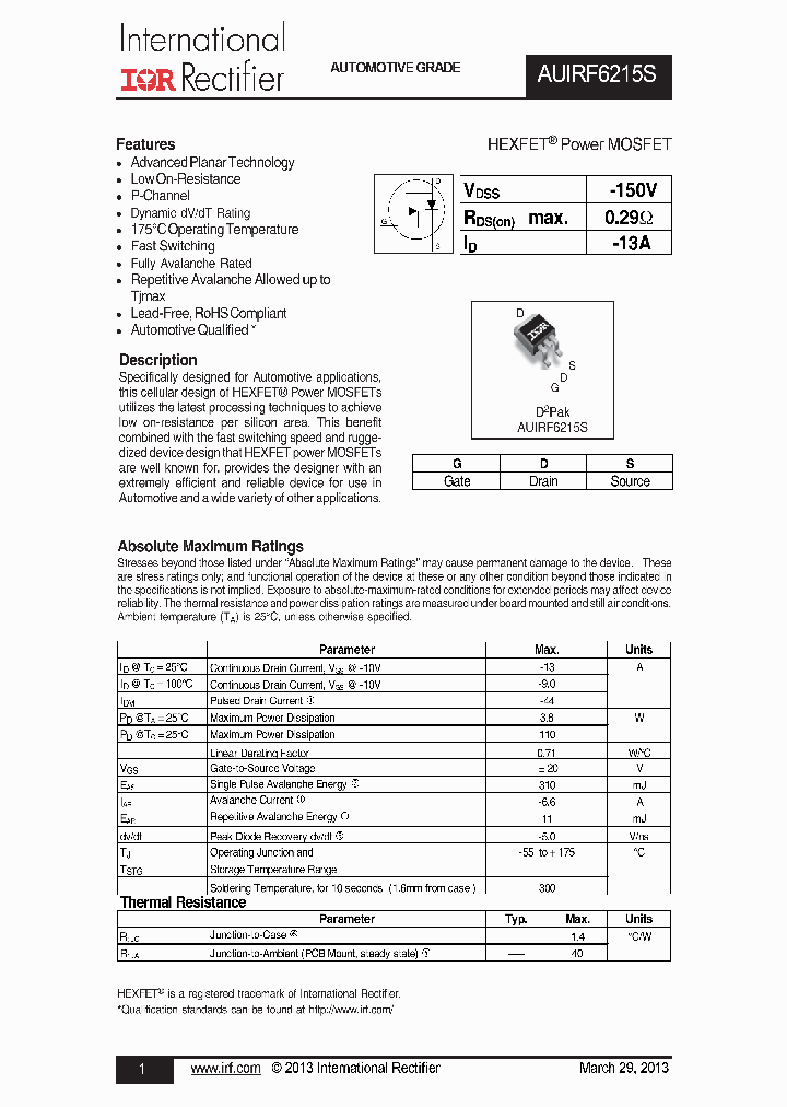 AUIRF6215S_7591208.PDF Datasheet