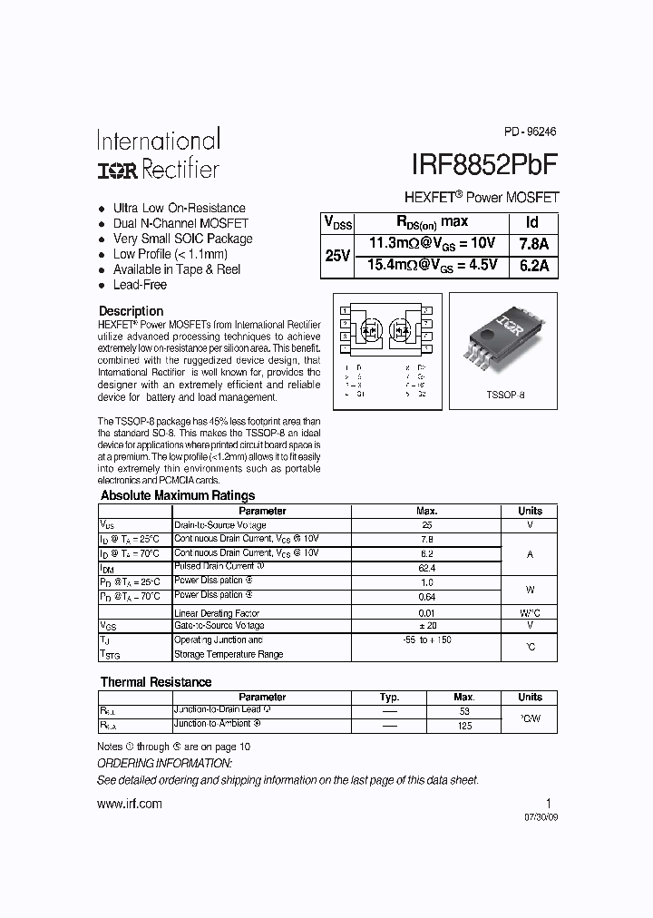 IRF8852PBF_7592507.PDF Datasheet