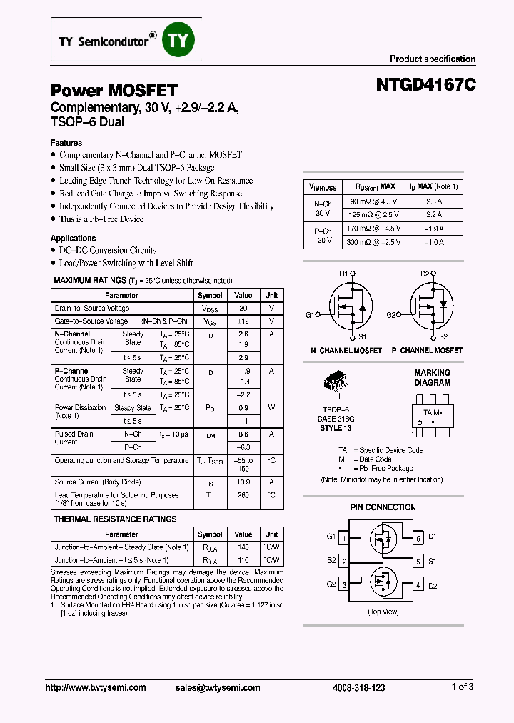 NTGD4167CT1G_7596563.PDF Datasheet