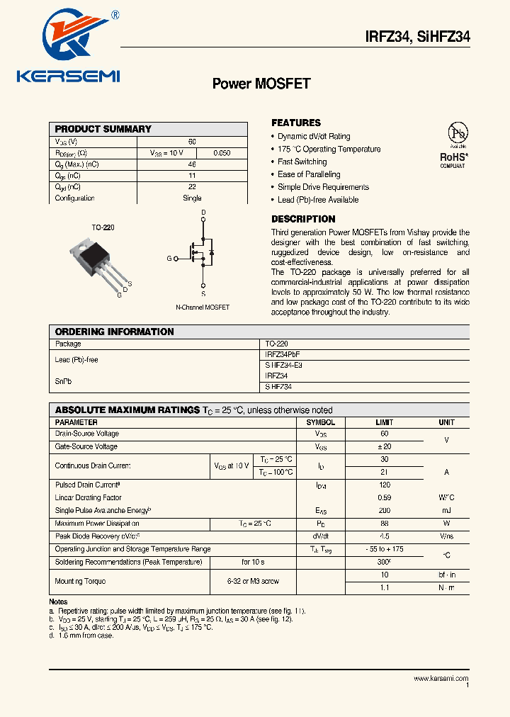 IRFZ34_7614456.PDF Datasheet