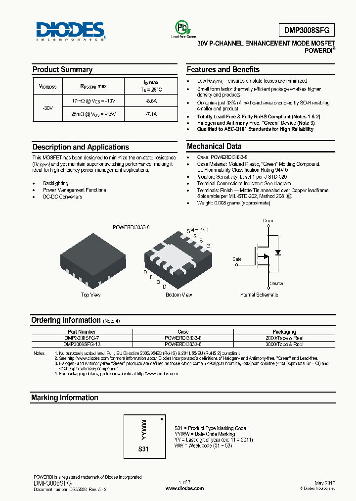 DMP3008SFG-7_7634107.PDF Datasheet