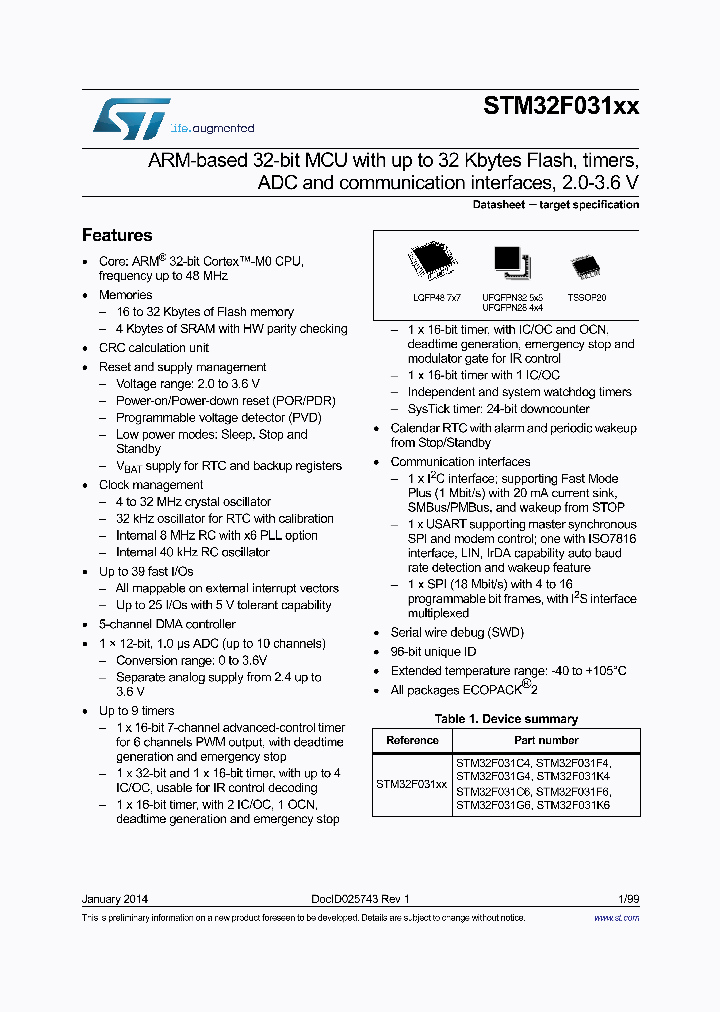 STM32F031F6_7653253.PDF Datasheet