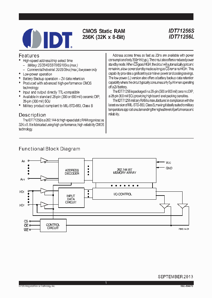 IDT71256L_7658414.PDF Datasheet