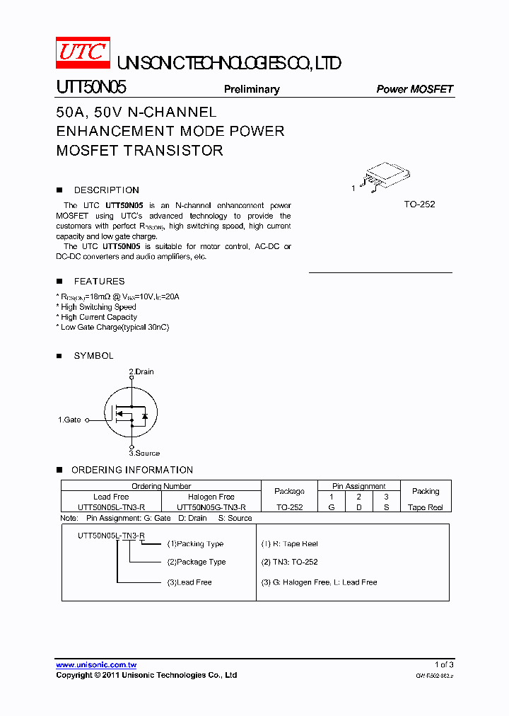 UTT50N05G-TN3-R_7662666.PDF Datasheet