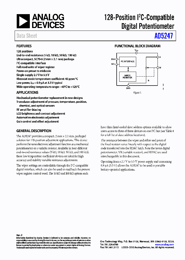 EVAL-AD5247DBZ_7666640.PDF Datasheet