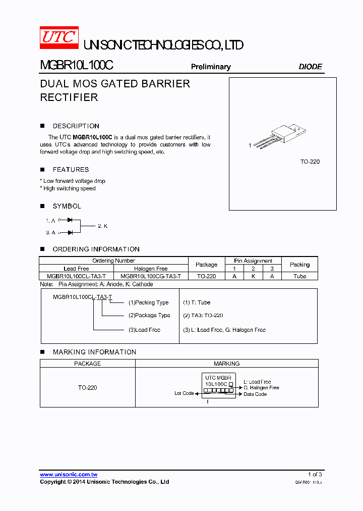 MGBR10L100CG-TA3-T_7670580.PDF Datasheet