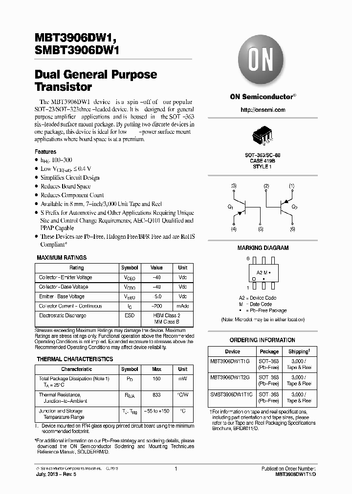 SMBT3906DW1_7679722.PDF Datasheet