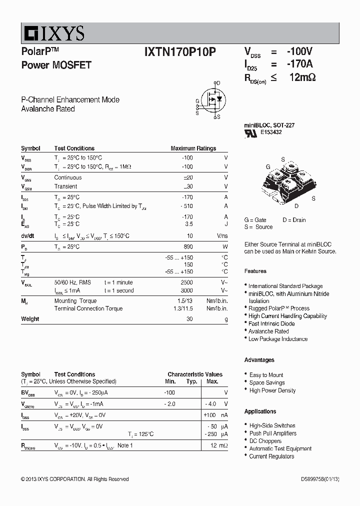 IXTN170P10P_7684308.PDF Datasheet