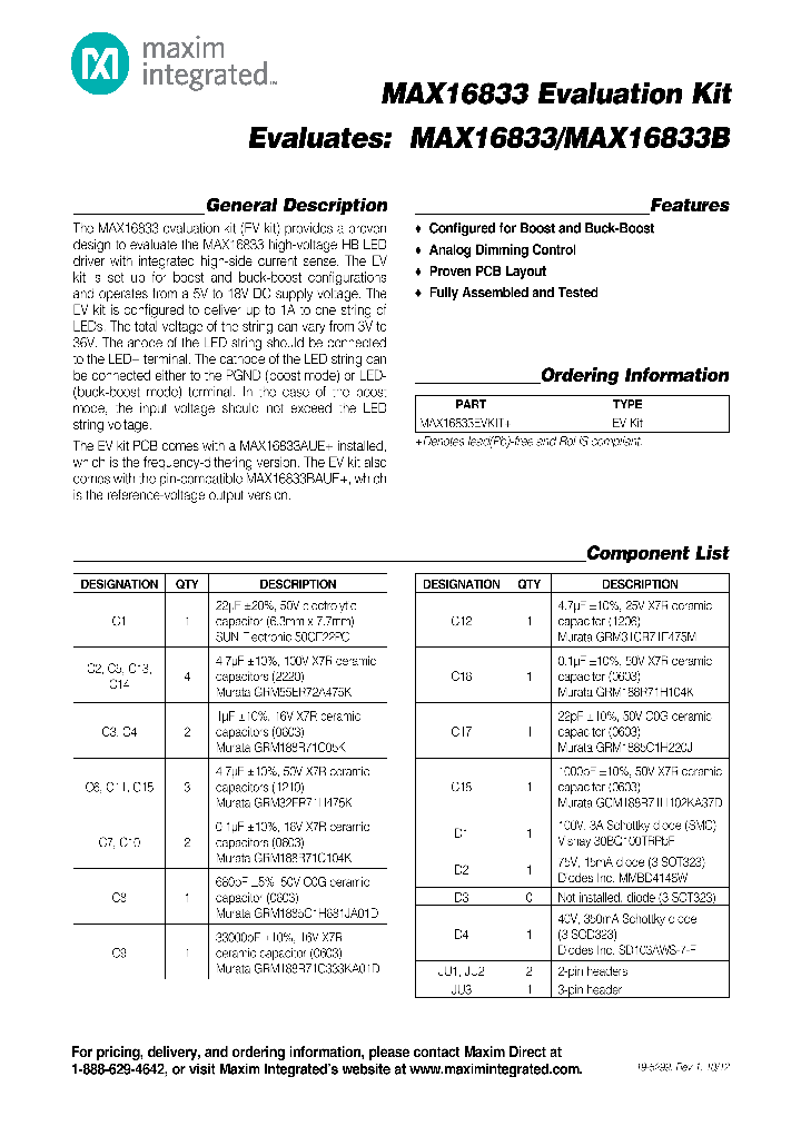 MAX16833EVKIT_7687078.PDF Datasheet