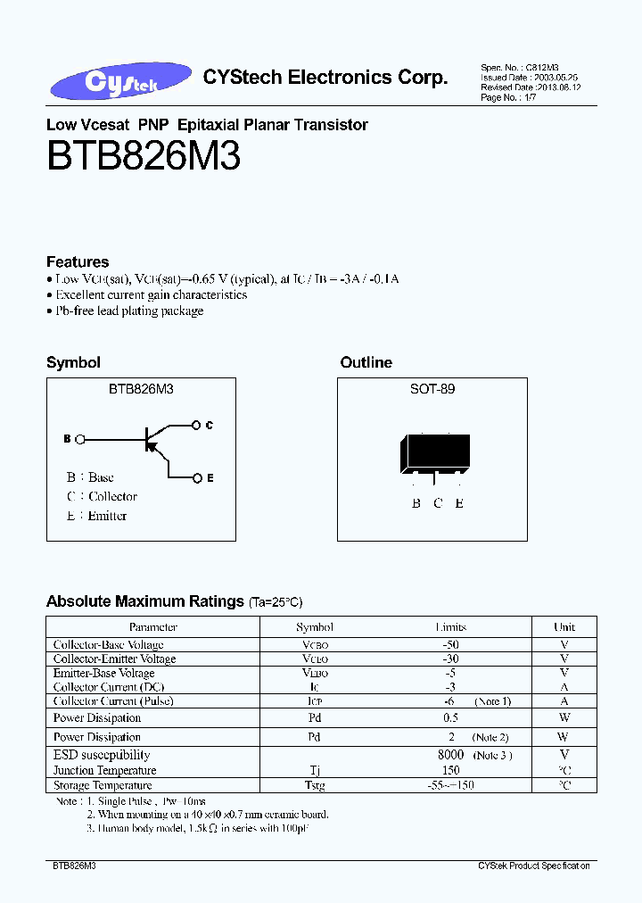 BTB826M3_7690697.PDF Datasheet