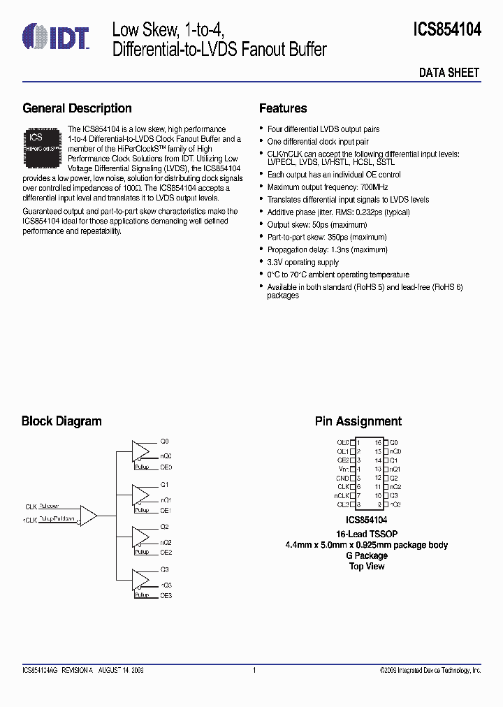 ICS854104_7694598.PDF Datasheet