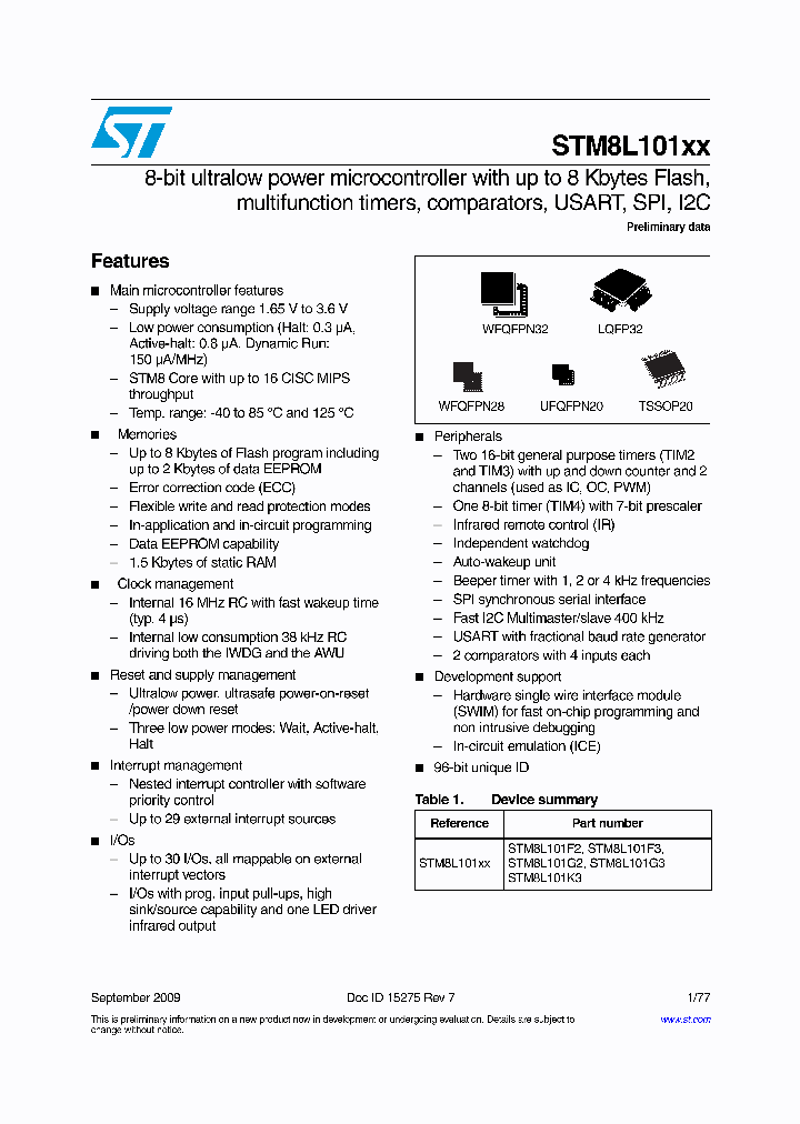 STM8L101XX_7696956.PDF Datasheet