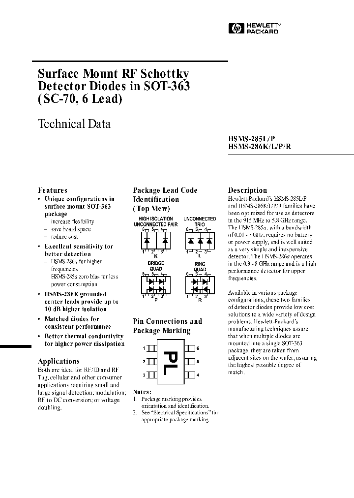 HSMS-285P-TR1_7698488.PDF Datasheet
