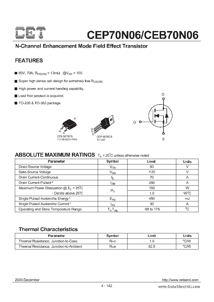 CEP70N06_7700124.PDF Datasheet