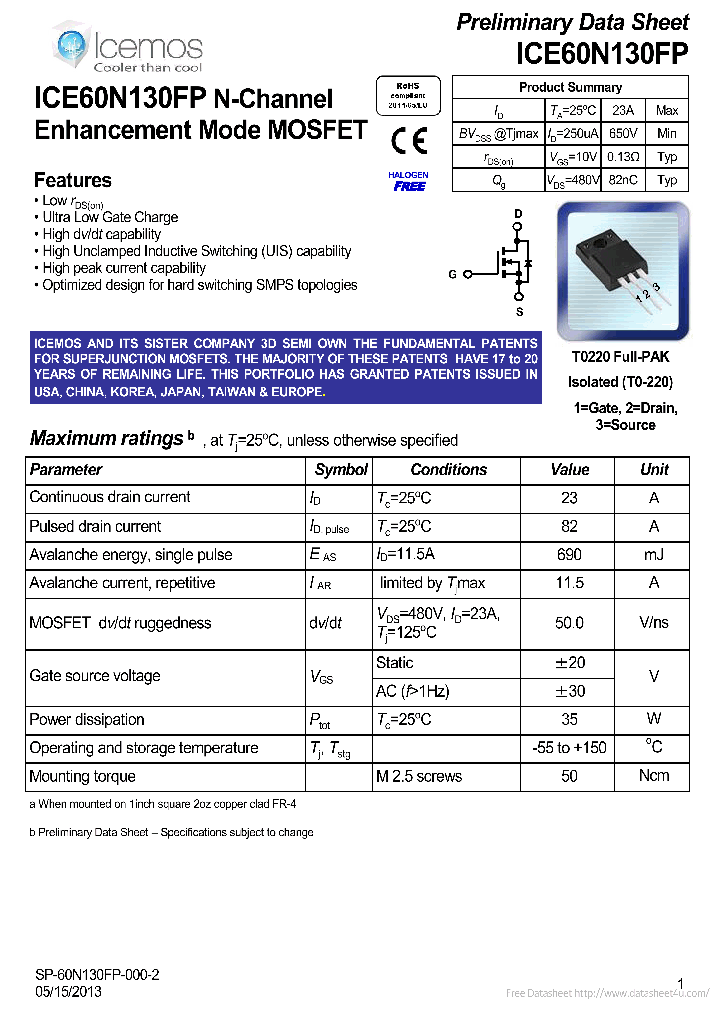 ICE60N130FP_7703740.PDF Datasheet