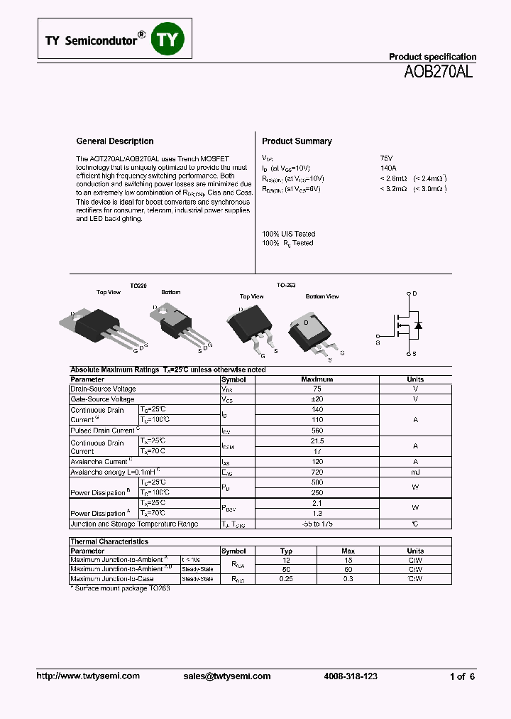 AOB270AL_7717308.PDF Datasheet