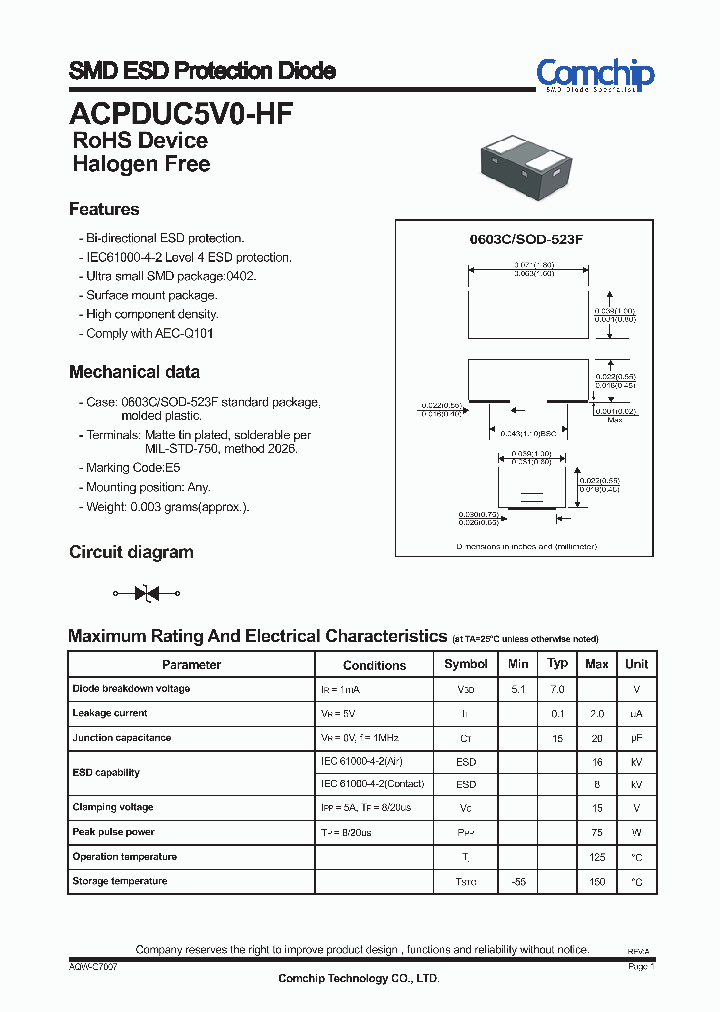 ACPDUC5V0-HF_7720033.PDF Datasheet