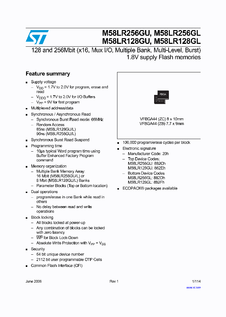 M58LR128GL85ZC5U_7750383.PDF Datasheet