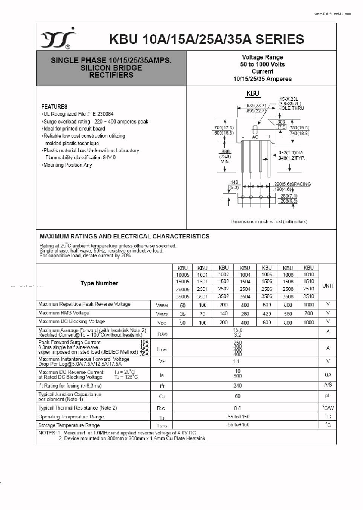 KBU25A_7748268.PDF Datasheet