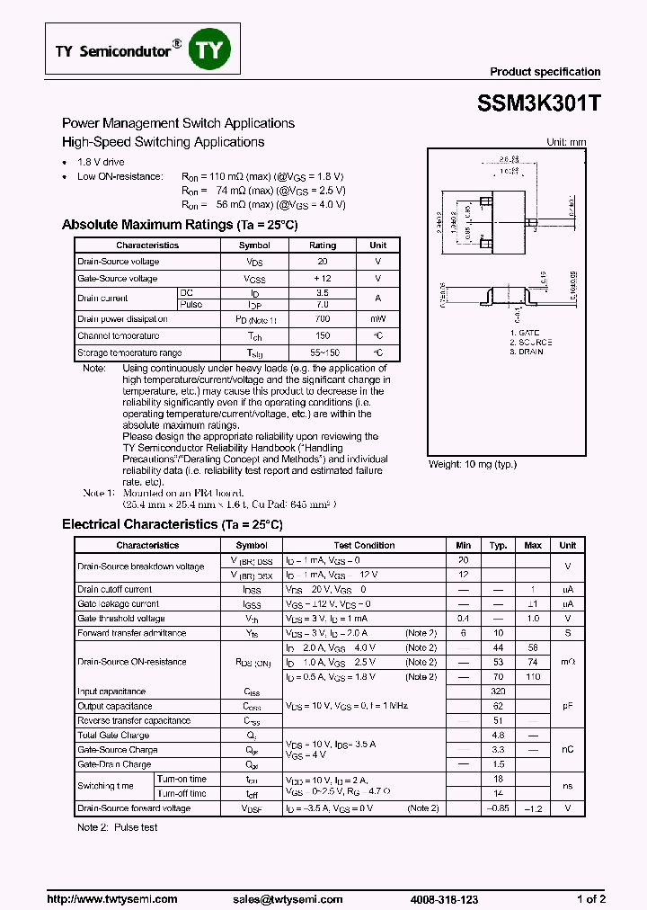 SSM3K301T_7811190.PDF Datasheet