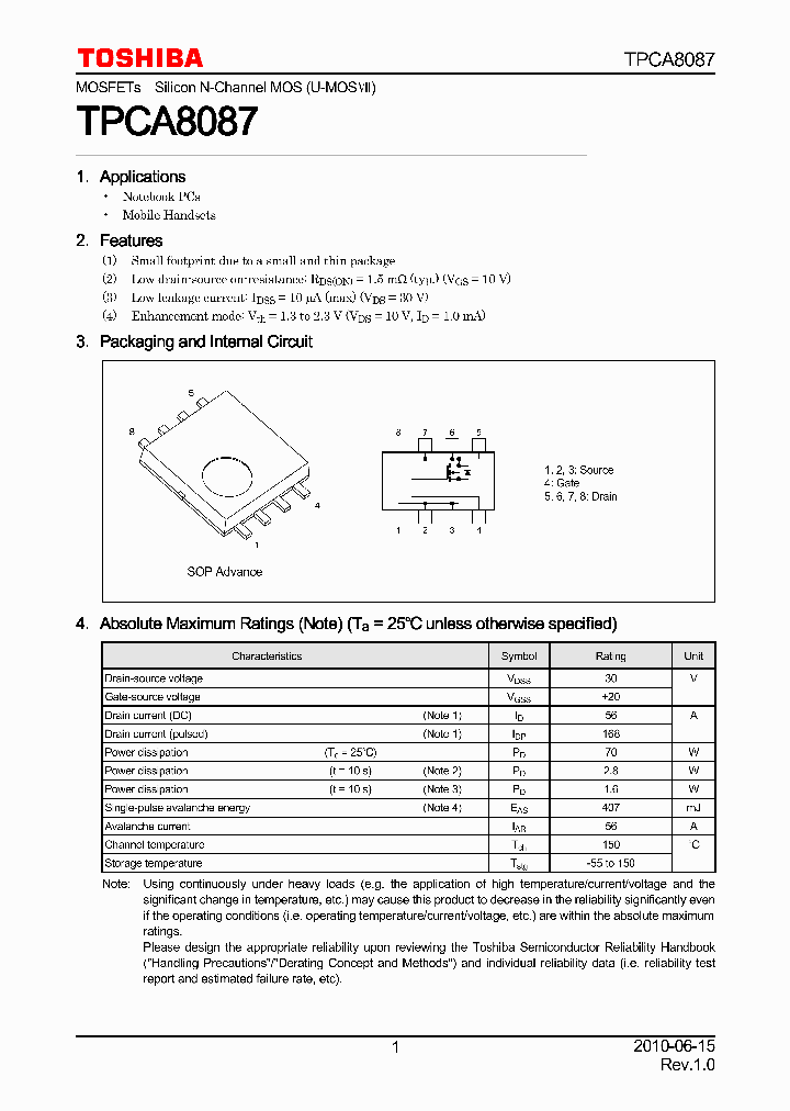 TPCA8087_7796583.PDF Datasheet