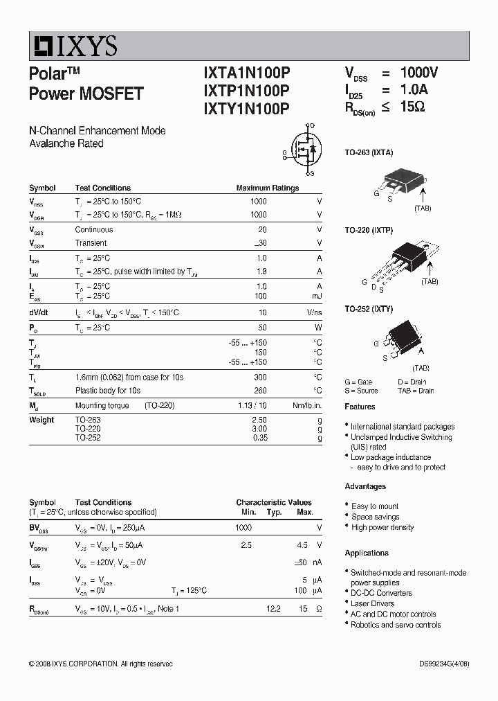 IXTY1N100P_7830537.PDF Datasheet