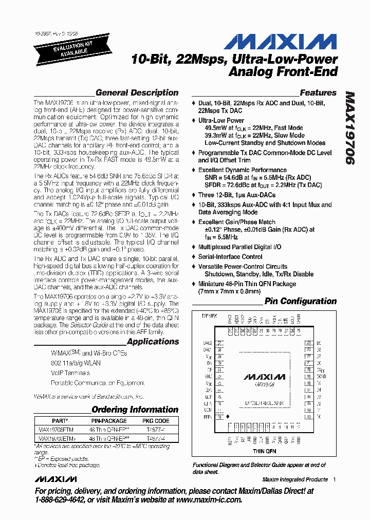 MAX19706ETMT_7784964.PDF Datasheet