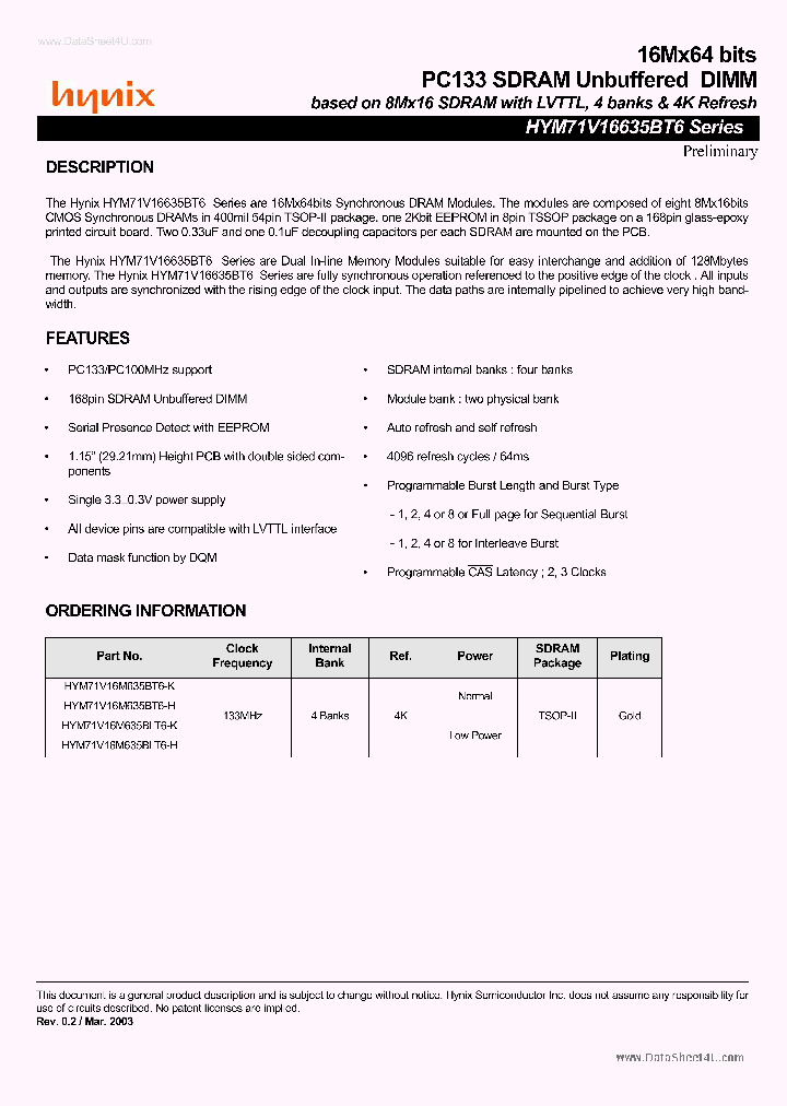 HYM71V16635BLT6_7763369.PDF Datasheet