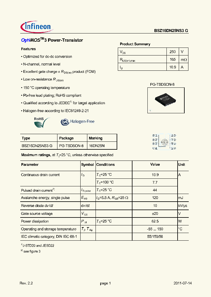 BSZ16DN25NS3G11_7850234.PDF Datasheet