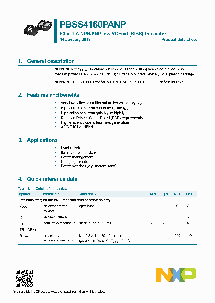 PBSS4160PANP_7863446.PDF Datasheet