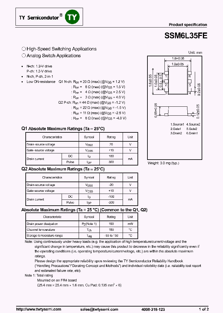 SSM6L35FE_7862946.PDF Datasheet