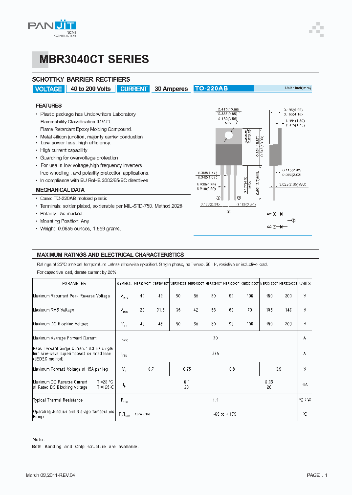 MBR3040CT_7832838.PDF Datasheet