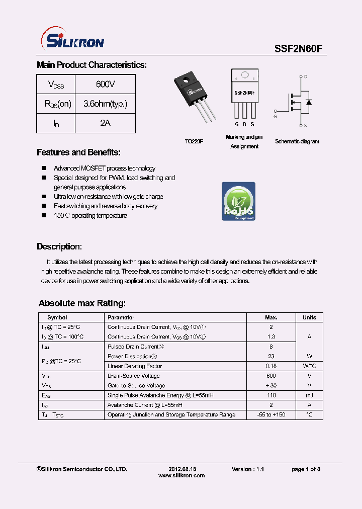 SSF2N60F_7873117.PDF Datasheet