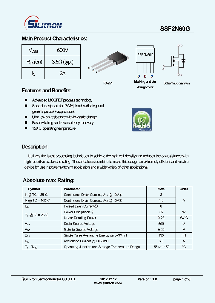 SSF2N60G_7873118.PDF Datasheet