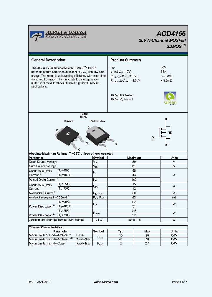 AOD4156_7874633.PDF Datasheet