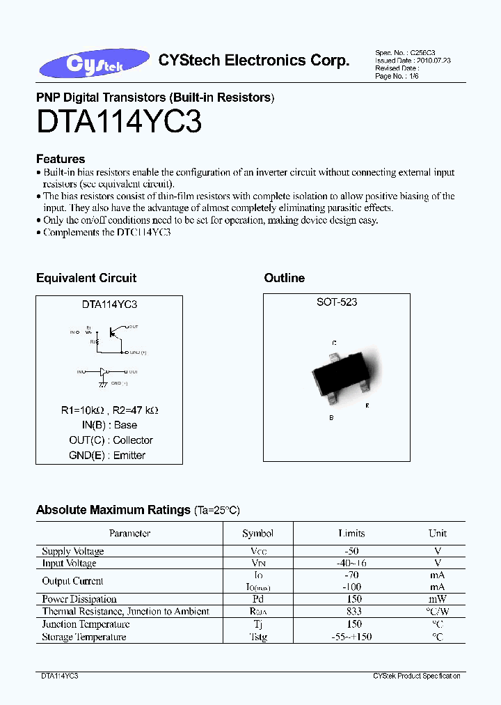 DTA114YC3_7929579.PDF Datasheet