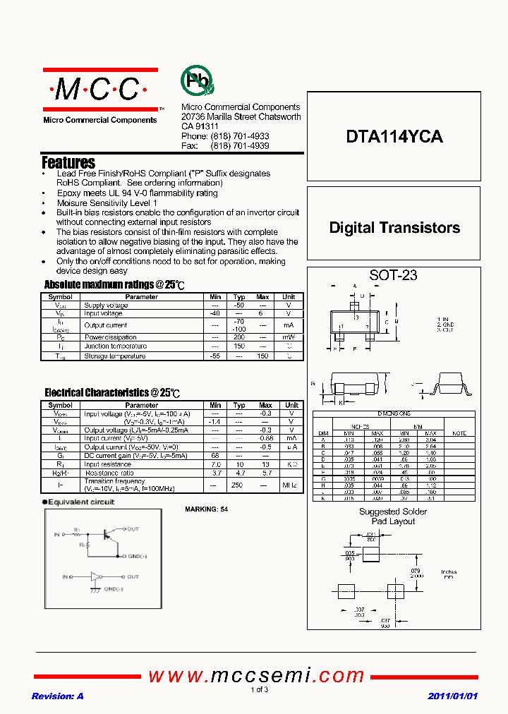DTA114YCA_7929583.PDF Datasheet