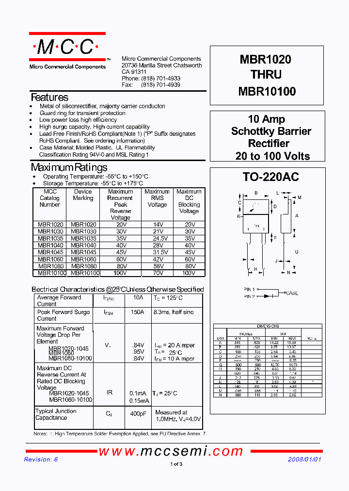 MBR1080-BP_7932849.PDF Datasheet
