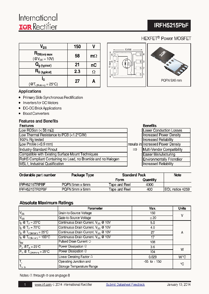 IRFH5215PBF_7943527.PDF Datasheet