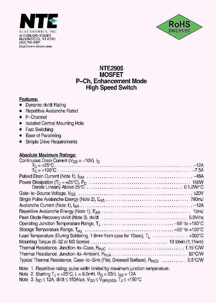 NTE2905_7966433.PDF Datasheet