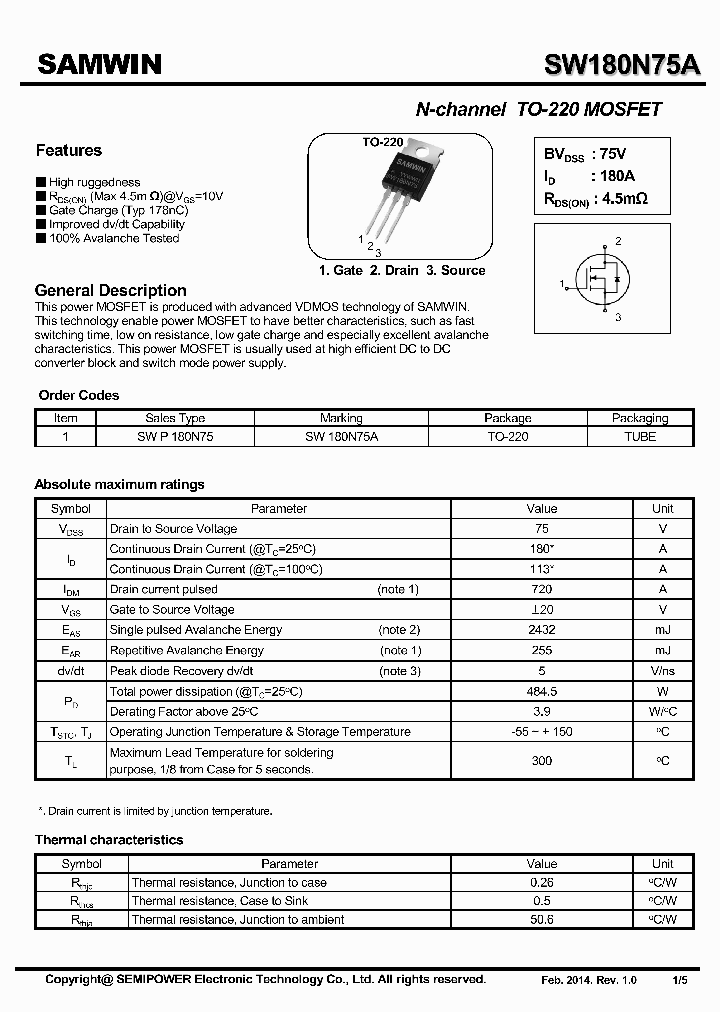 SW180N75A_8007315.PDF Datasheet