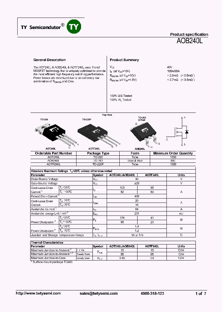 AOB240L_8007338.PDF Datasheet