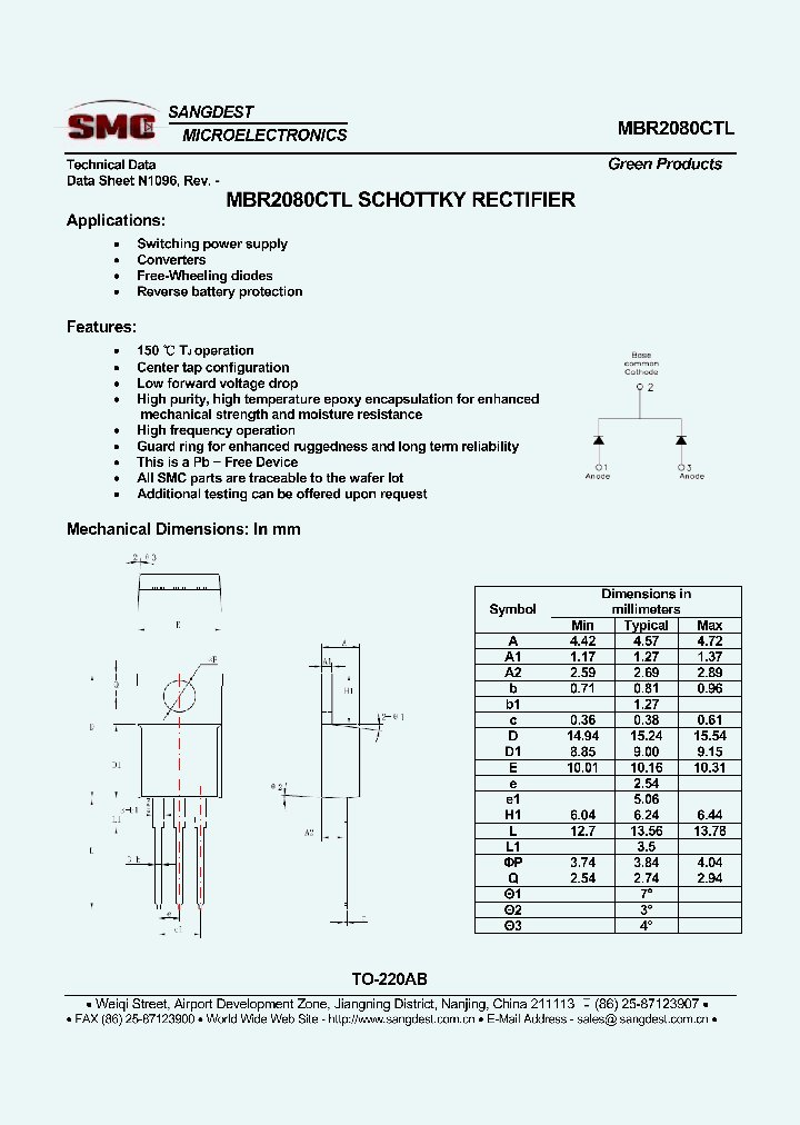 MBR2080CTL_8016165.PDF Datasheet