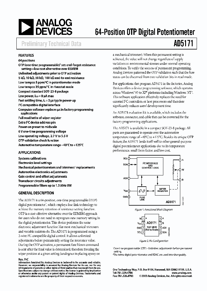 AD5171BRJ100-REEL_8016446.PDF Datasheet