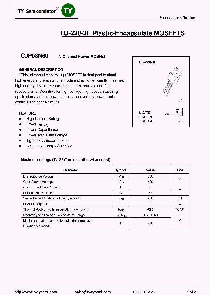 CJP08N60_8035017.PDF Datasheet